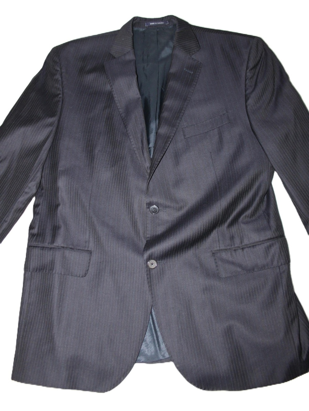 Cremieux Suit Jacket Mens 44R Blue Striped Wool 2-Button Regular Fit Jacket
